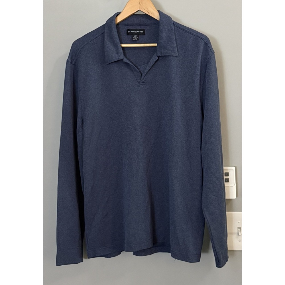 Jhane Barnes Sweater Silk Blend Collared Long‎ Sleeve Polo Men's XL